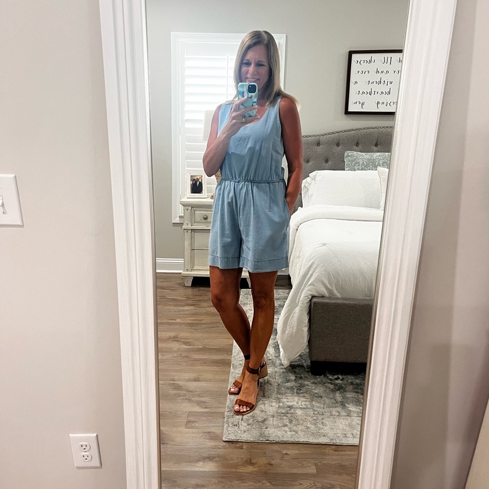 French Connection Blue Sleeveless One Piece with V-Neck
